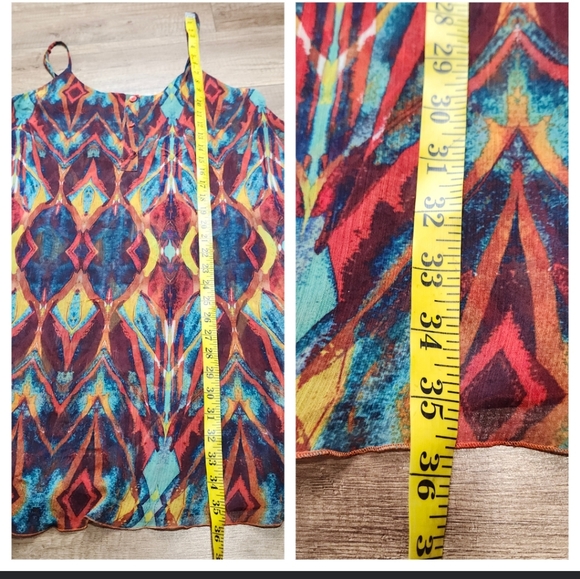 Alice + Olivia Rhi Tiered Hem Tank Dress Tribal Diamond  boho mini slip dress S - Picture 12 of 17